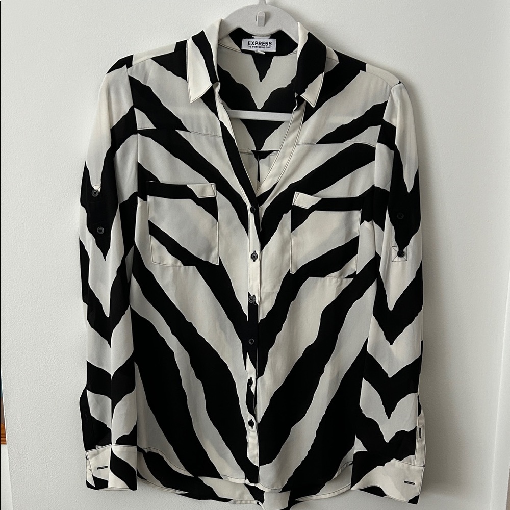 Express Zebra Pattern Portofino Shirt